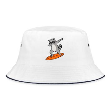 Waschbär Surf-Charme - Bucket Hat - Weiß/Navy - Vorne