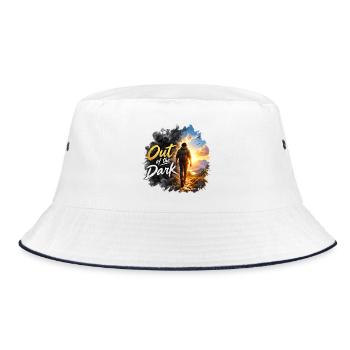 Aus dem Dunkel zum Morgenlicht - Bucket Hat - Weiß/Navy - Vorne
