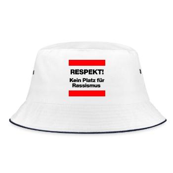 RESPEKT! KEIN PLATZ FÜR RASSISMUS, FRIEDEN, NO AFD - Bucket Hat - Weiß/Navy - Vorne