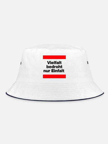 VIELFALT BEDROHT NUR EINFALT, FÜR EINE BUNTE WELT - Bucket Hat - Weiß/Navy