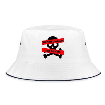 VIELFALT BEDROHT NUR EINFALT, FÜR EINE BUNTE WELT - Bucket Hat - Weiß/Navy - Vorne