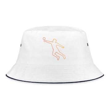 Geschenkidee für einen Faustball-Fan mit Faustball - Bucket Hat - Weiß/Navy - Vorne