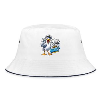 Prost oder Watt? Seemöwenkapitän - Bucket Hat - Weiß/Navy - Vorne