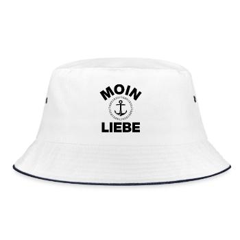 MOIN LIEBE, NORDDEUTSCHLAND, FÜR KÜSTENLIEBHABER - Bucket Hat - Weiß/Navy - Vorne