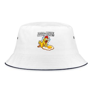 Ängstliches Küken-Atem-Meme - Bucket Hat - Weiß/Navy - Vorne