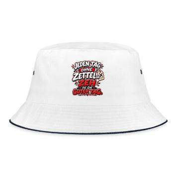 Jeden Tag Ohne Zettel am Zeh - Bucket Hat - Weiß/Navy - Vorne