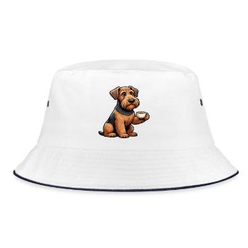 Airedale Terrier Airedales Airedaleliebhaber - Bucket Hat - Weiß/Navy - Vorne