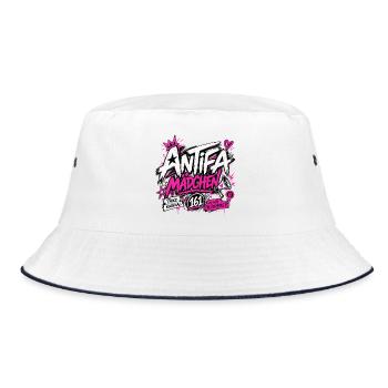 Antifa Mädchen - Bucket Hat - Weiß/Navy - Vorne
