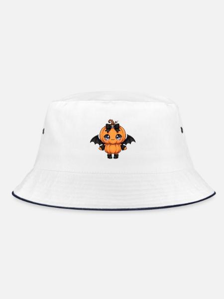 Gotische Kürbisfledermaus-Süße - Bucket Hat - Weiß/Navy