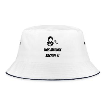 WAS MACHEN SACHEN - Bucket Hat - Weiß/Navy - Vorne