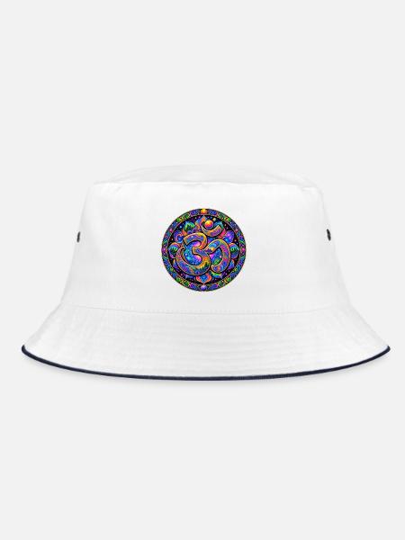 Om-Mandala - Bucket Hat - Weiß/Navy