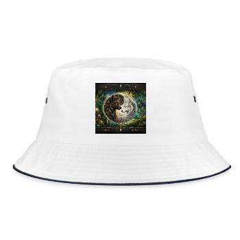 Celtic Wolves Yin Yang – Steampunk-Harmonie - Bucket Hat - Weiß/Navy - Vorne
