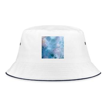 Eisblaues Ozeanleuchten - Bucket Hat - Weiß/Navy - Vorne