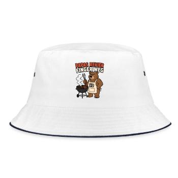 Papas Revier Finger weg – Grill Bär T-Shirt - Bucket Hat - Weiß/Navy - Vorne