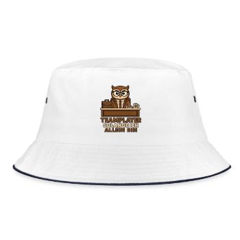 Teamplayer solange ich allein bin – Eule T-Shirt - Bucket Hat - Weiß/Navy - Vorne