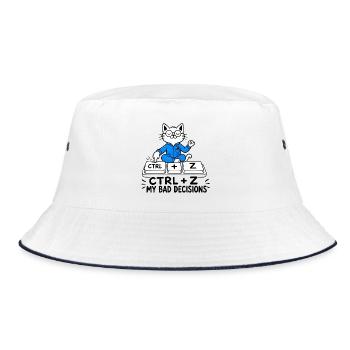 STRG + Z Meine schlechten Entscheidungen – Chat-Geek - Bucket Hat - Weiß/Navy - Vorne