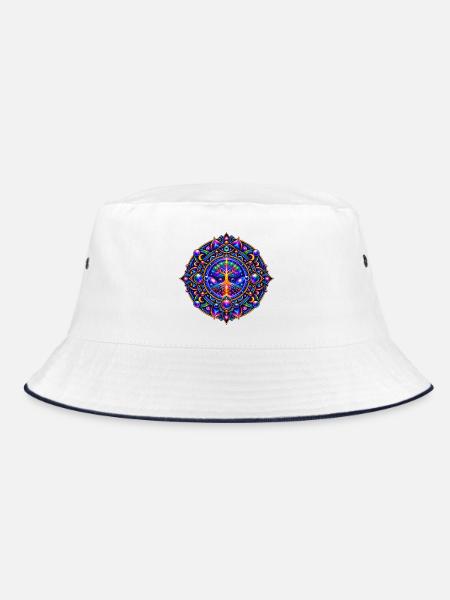Baum des Lebens Mandala - Bucket Hat - Weiß/Navy