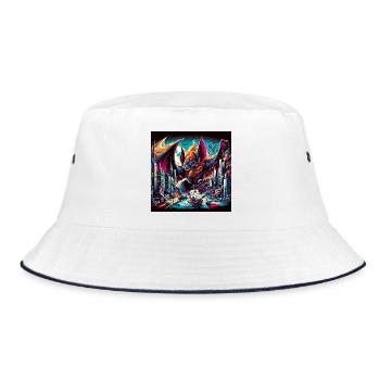 Bat Apocalypse - Bucket Hat - Weiß/Navy - Vorne