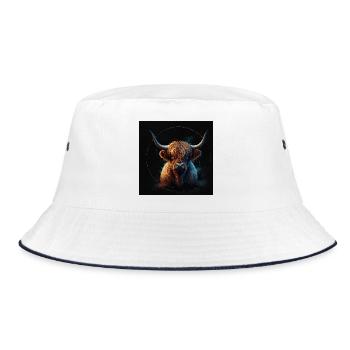 Highland Rind - Bucket Hat - Weiß/Navy - Vorne