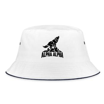 Alpha Alpha Wolf - Bucket Hat - Weiß/Navy - Vorne