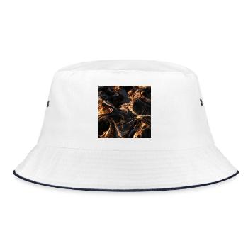 Schwarzer Marmor und flüssiges Gold - Bucket Hat - Weiß/Navy - Vorne