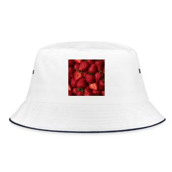 Frische rote Erdbeeren - Bucket Hat - Weiß/Navy - Vorne