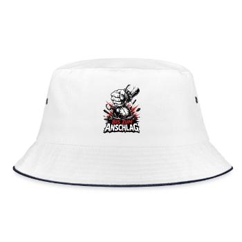 Bis zum Anschlag Thrash Metal Faust Design - Bucket Hat - Weiß/Navy - Vorne