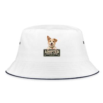 Wuschelhund Adoption – Forever Loved - Bucket Hat - Weiß/Navy - Vorne