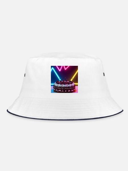 Kirschtorte Neon - Trend trifft Tradition! - Bucket Hat - Weiß/Navy