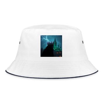 Der König der Matrix: Akzelerationismus & Kosmos - Bucket Hat - Weiß/Navy - Vorne