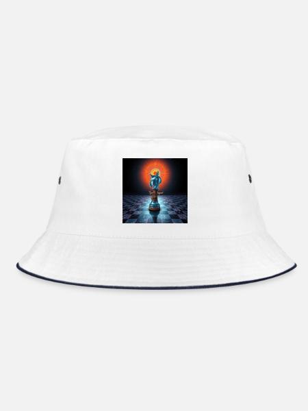 Quantum Knight: Der Zug der Matrix - Bucket Hat - Weiß/Navy