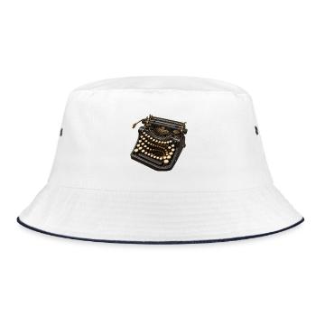 Endlose Schreibmaschine - Bucket Hat - Weiß/Navy - Vorne