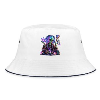 Kosmisches Alien-Orakel – Mystisches Alien Design - Bucket Hat - Weiß/Navy - Vorne