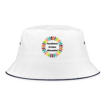 FASCHISMUS IST KEINE ALTERNATIVE. NIE WIEDER - Bucket Hat - Weiß/Navy - Vorne