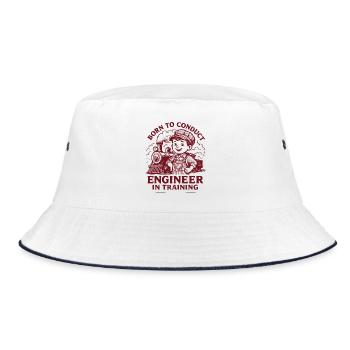 Born to Conduct - Rust Brown - Bucket Hat - Weiß/Navy - Vorne