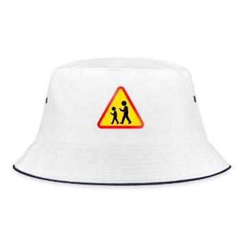 Warnschild – Smartphone-Nutzer - Bucket Hat - Weiß/Navy - Vorne