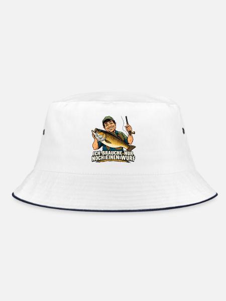 ICH BRAUCHE NUR NOCH EINEN WURF - Bucket Hat - Weiß/Navy