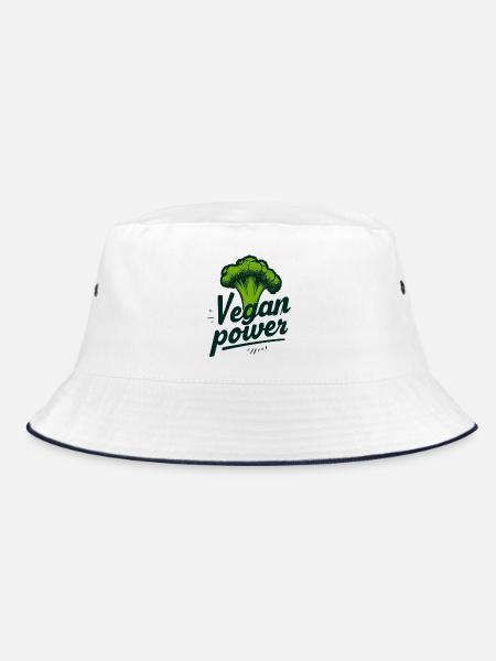Vegan Power - Bucket Hat - Weiß/Navy