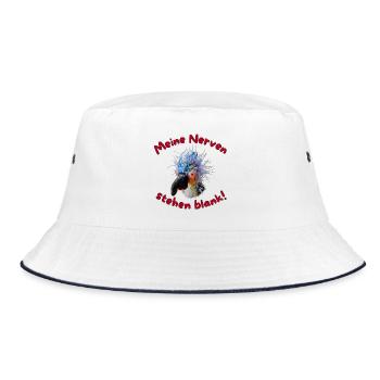 Krallo Kreisch™  Meine Nerven stehen blank! - Bucket Hat - Weiß/Navy - Vorne