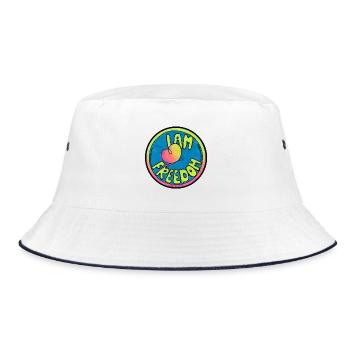 ICH BIN FREIHEIT - Bucket Hat - Weiß/Navy - Vorne