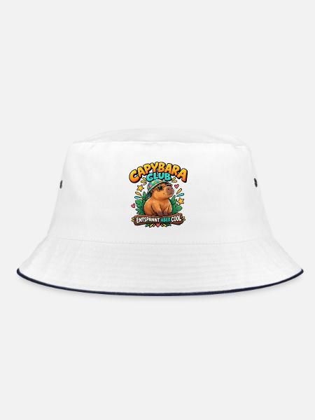 Capybara Club – Entspannt aber cool - Bucket Hat - Weiß/Navy