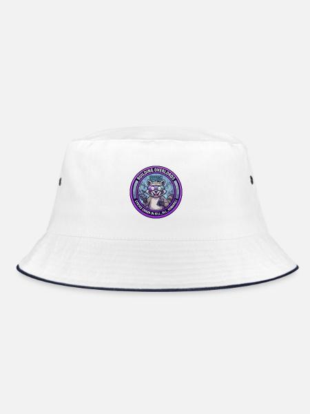 Lustiger Robotik-Ingenieur Waschbär-Overlord-KI-Abzeichen - Bucket Hat - Weiß/Navy