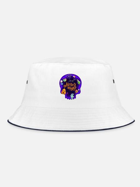 Horror Night Halloween Totenkopf - Bucket Hat - Weiß/Navy