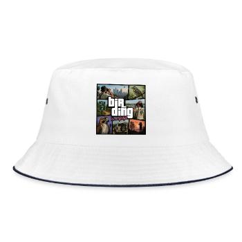 Birding – It’s a Lifestyle - Bucket Hat - Weiß/Navy - Vorne
