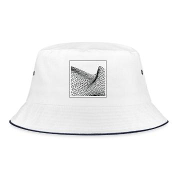 Geometrische Wellenlandschaft - Bucket Hat - Weiß/Navy - Vorne
