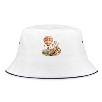 Ballonfahrt über Kappadokische Felsen - Bucket Hat - Weiß/Navy - Vorne