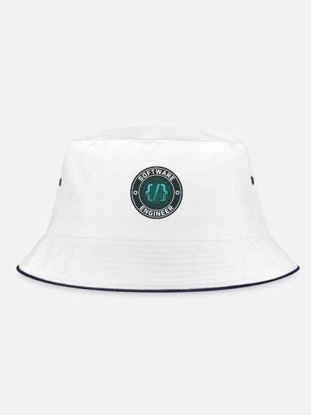 Software Engineer Binärcode-Badge-Geschenk - Bucket Hat - Weiß/Navy