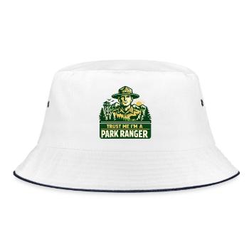Vertrau Mir Ich Bin Ranger Spruch - Bucket Hat - Weiß/Navy - Vorne