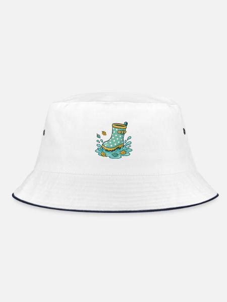 Rain Boot Splash – Cosy Rain Day - Bucket Hat - Weiß/Navy