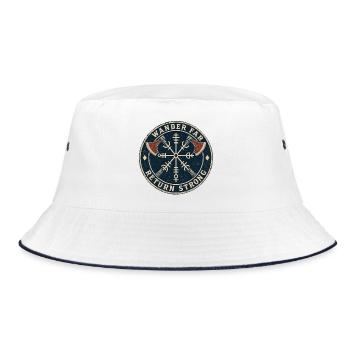 Wander Far, Return Strong — Kreissiegel - Bucket Hat - Weiß/Navy - Vorne